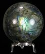 Flashy Labradorite Sphere - With Nickel Plated Stand #53563-1